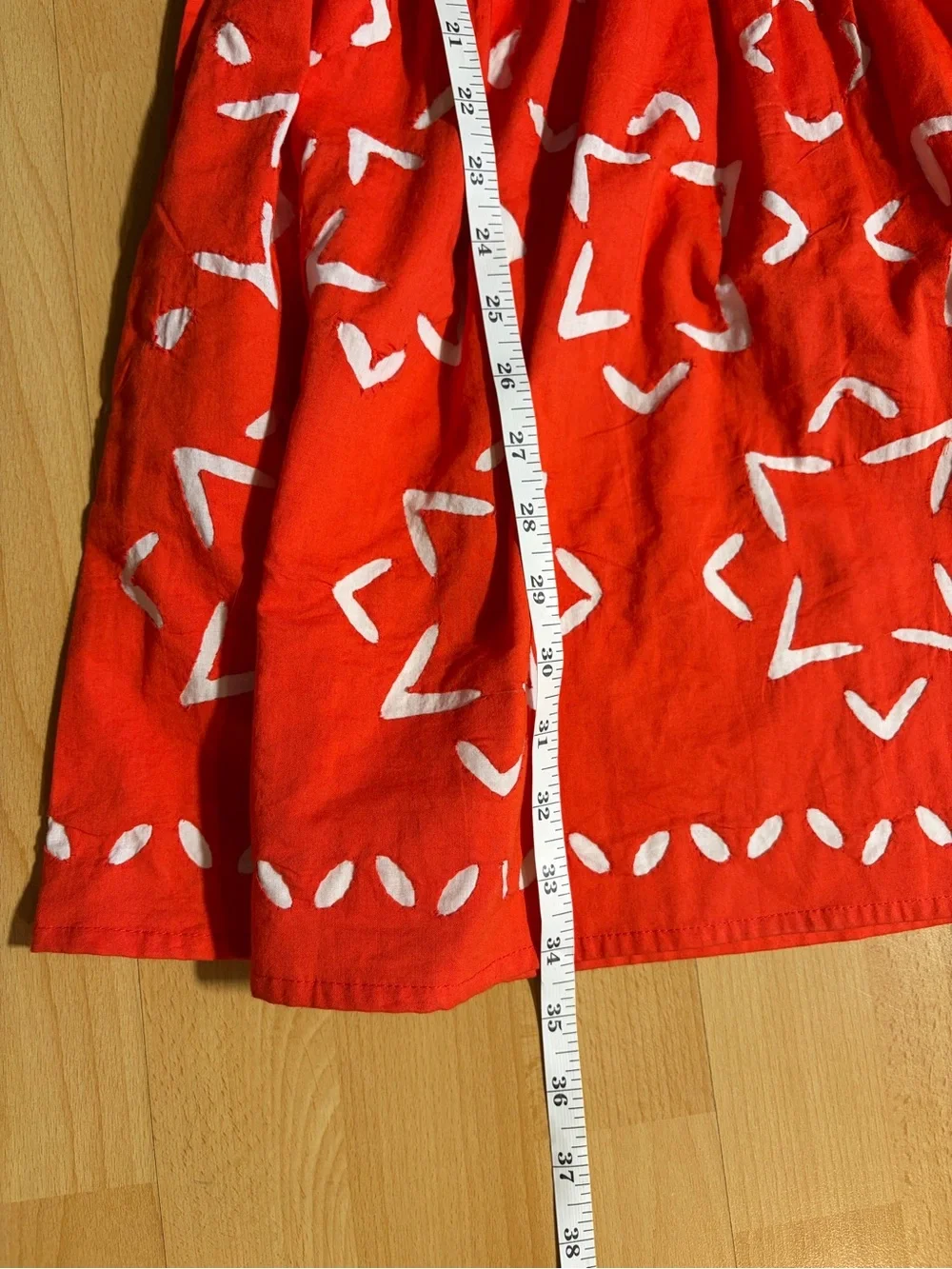 Anthropologie‎ Banjanan Red with Inlaid Embroiderey Mini Dress Poplin Cotton